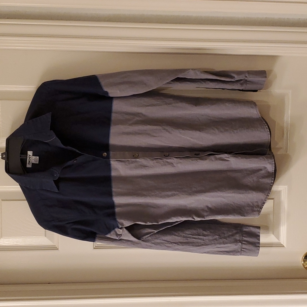 DKNY Men's Blue/Gray Button Down